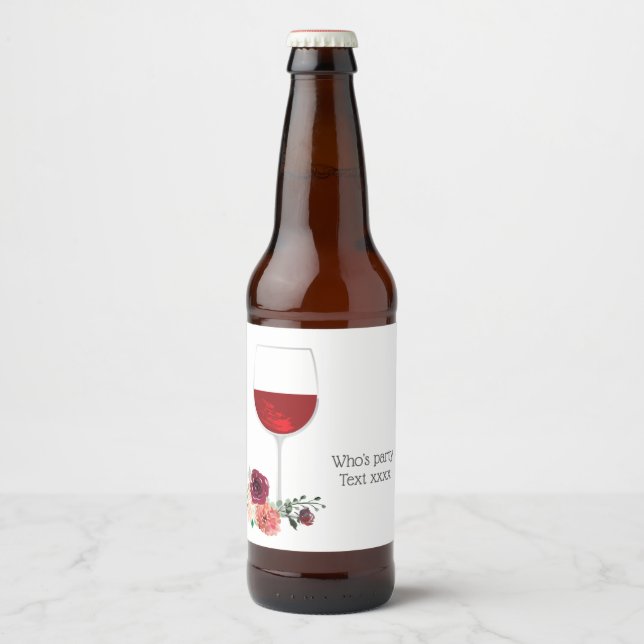 vino tinto, cumpleaños Beer Bottle Etiqueta (Anverso)