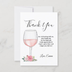 vino tinto, floral, tarjeta de agradecimiento