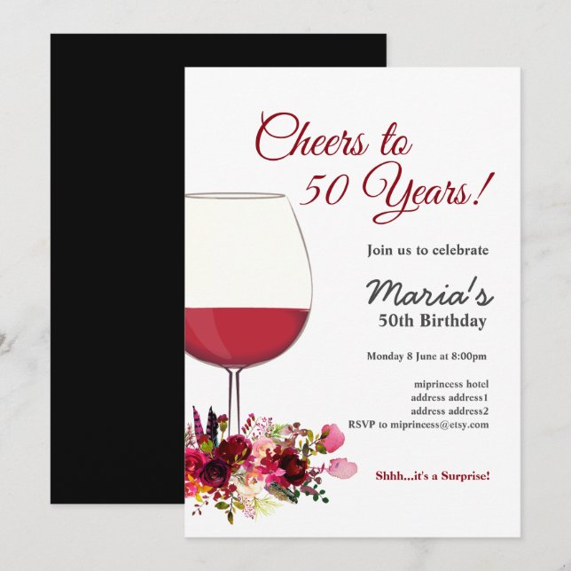 Vino tinto, invitación al vino, ¡vítores! (Anverso / Reverso)