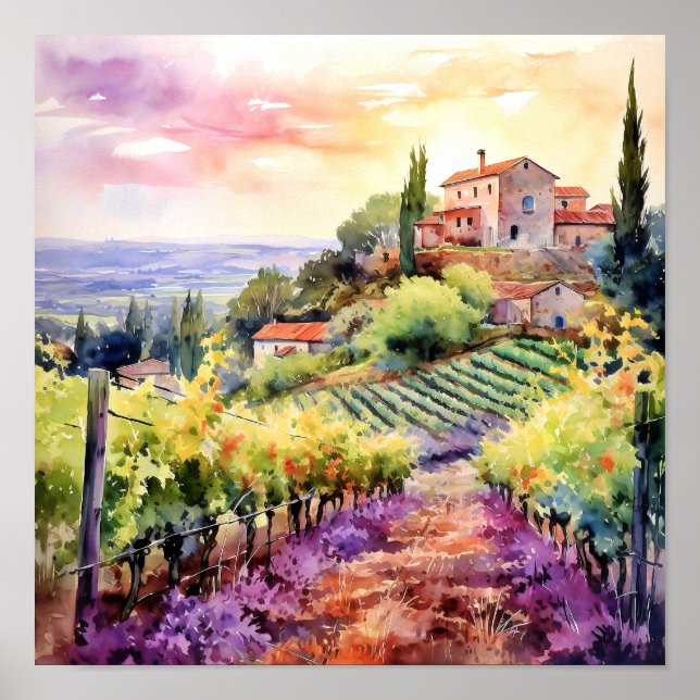Vino toscano acuarela arte (Frente)
