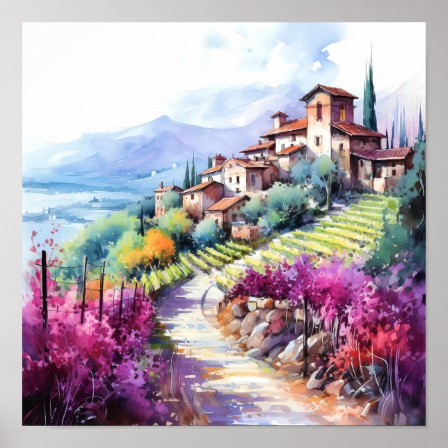 Vino toscano acuarela arte (Frente)