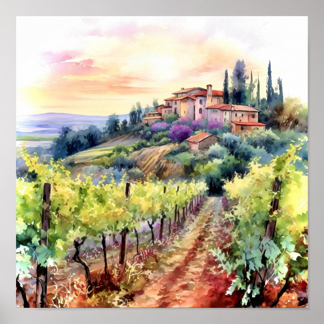 Vino toscano acuarela arte (Frente)