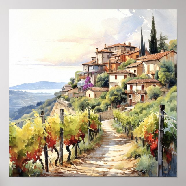 Vino toscano acuarela arte (Frente)