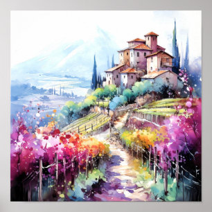 Vino toscano acuarela arte
