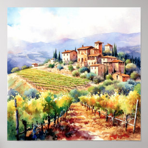 Vino toscano acuarela arte