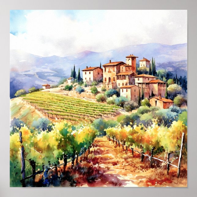 Vino toscano acuarela arte (Frente)