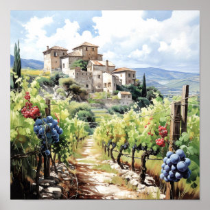 Vino toscano acuarela arte