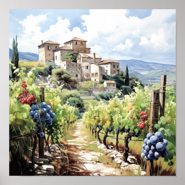 Vino toscano acuarela arte (Frente)