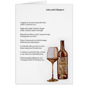 Vino y tarjeta de los susurros con el poema