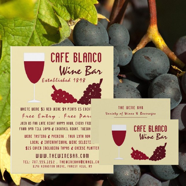 Vino y uvas, publicidad de bar de vinos/bodega (Subido por el creador)