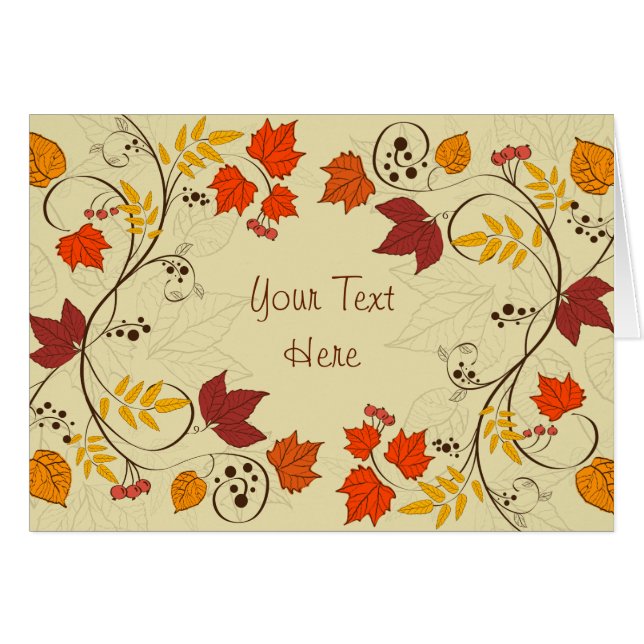 Vinos de hojas de otoño con texto de Personalizabl (Anverso (Horizontal))
