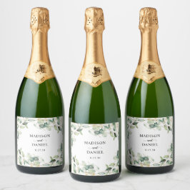 Vinos Espumosos Etiquetas para Bodas con Hojas de Eucalipto