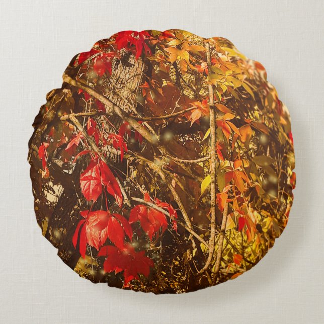 Vinos rojos amarillos otoñales de almohada redonda (Anverso)