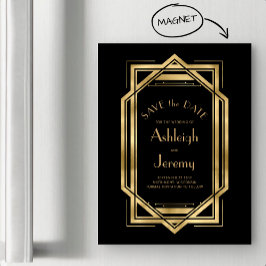 Vintage 1920 Deco Black Gold Save the Date