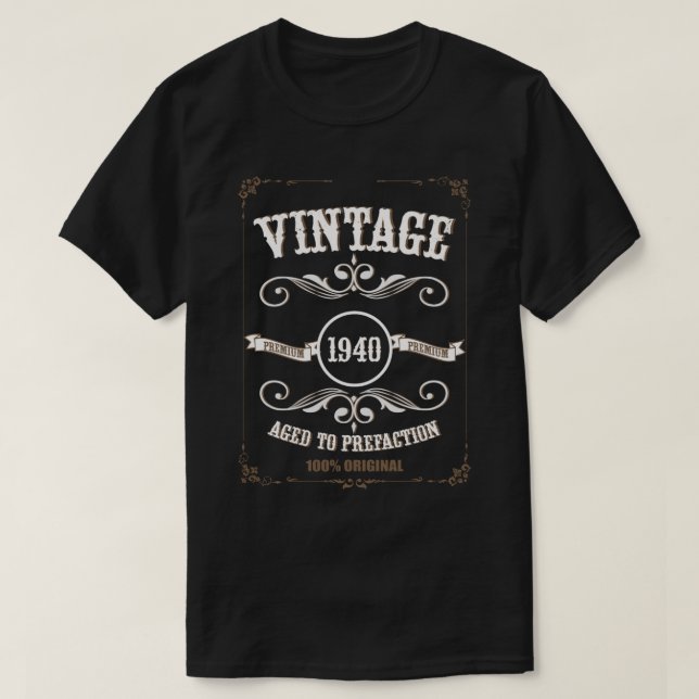 Vintage 1940 - Ageto a la camiseta del cumpleaños  (Diseño del anverso)
