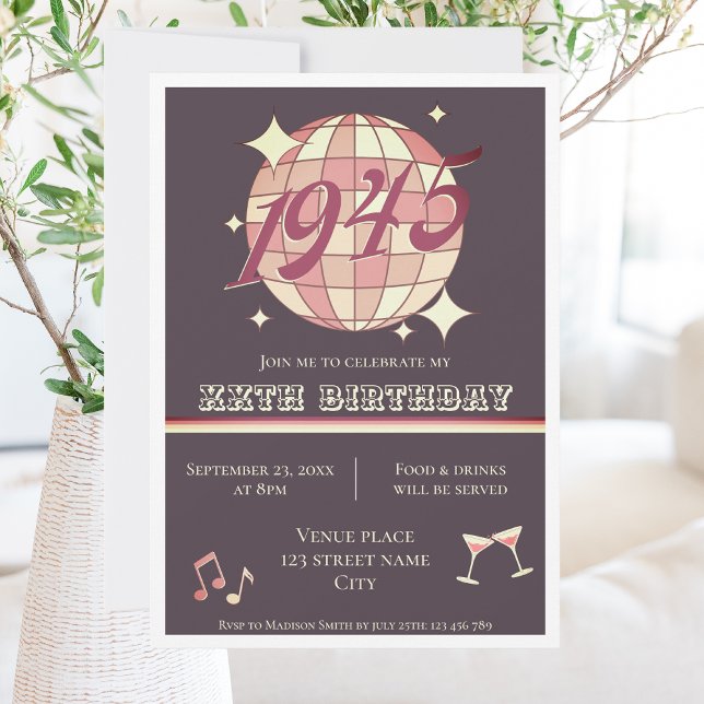 Vintage 1945 80ª fiesta de cumpleaños Invitación o (Subido por el creador)