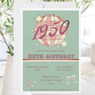 Vintage 1950 75ª fiesta de cumpleaños Invitación v