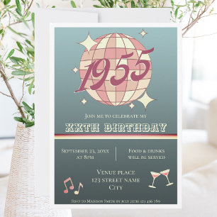 Vintage 1955 70º cumpleaños azul retro Invitación