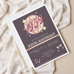Vintage 1959 65º cumpleaños retro Invitación