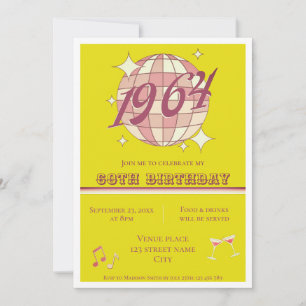 Vintage 1964 61ª cumpleaños retro invitación verde