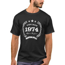 Vintage 1974 envejecido a la camiseta del