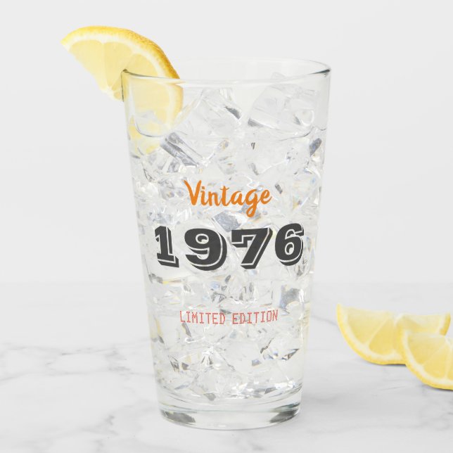 Vintage 1976 Birthday Glass - Edición limitada 50 (Anverso (hielo))