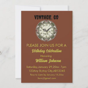 Vintage 60 cumpleaños Tarjeta de invitación para h