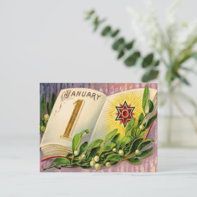 Vintage A Gloria Tarjeta De Año Nuevo (Anverso de pie)