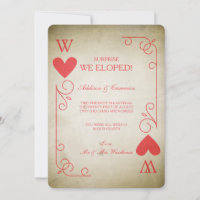Vintage Ace of Hearts Elopement Invitación