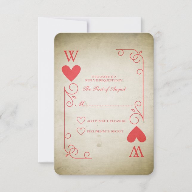 Vintage Ace of Hearts Wedding RSVP (Anverso)