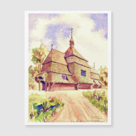 Vintage acucolor de la iglesia ucraniana de madera