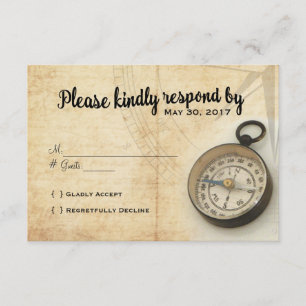 Vintage Adventure Travel Wedding Tarjeta RSVP
