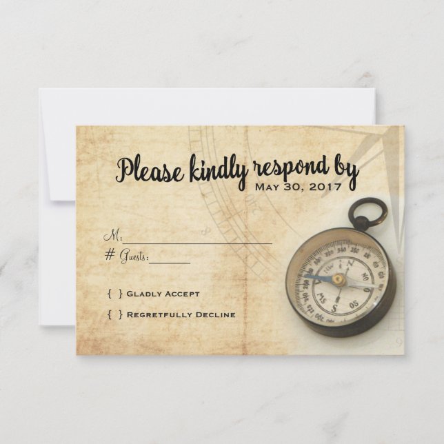 Vintage Adventure Travel Wedding Tarjeta RSVP (Anverso)