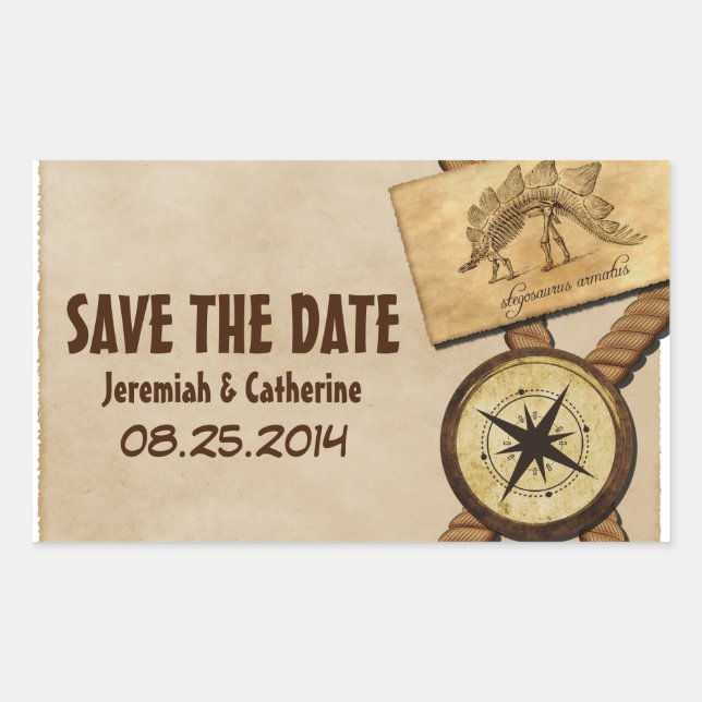 Vintage Adventure Wedding Save the Date Pegatinas (Anverso)