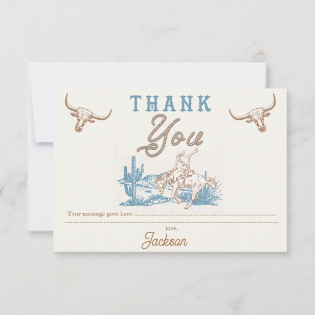 Vintage Agave Blue Green Cowboy Gracias Tarjeta (Anverso)