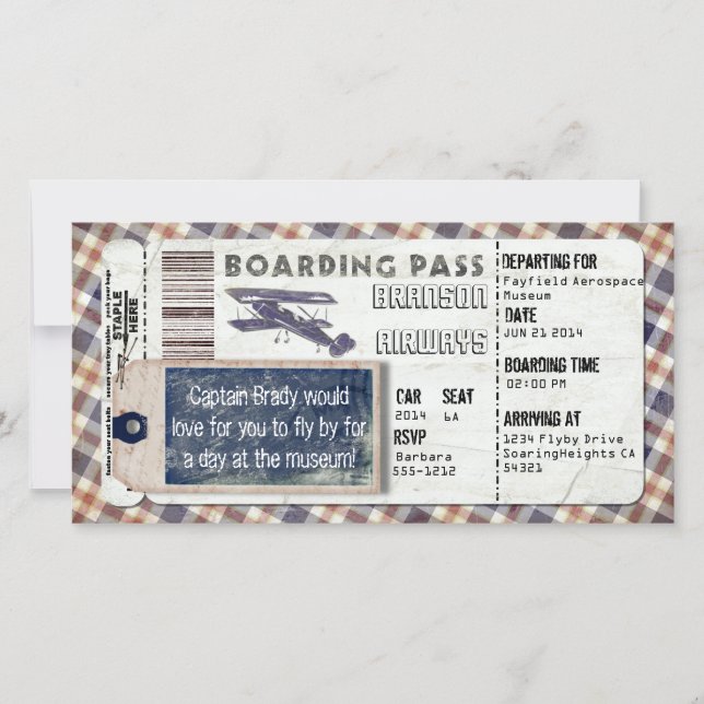 Vintage Airplane Boarding Pass (Anverso)