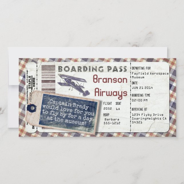 Vintage Airplane Boarding Pass 2 (Anverso)