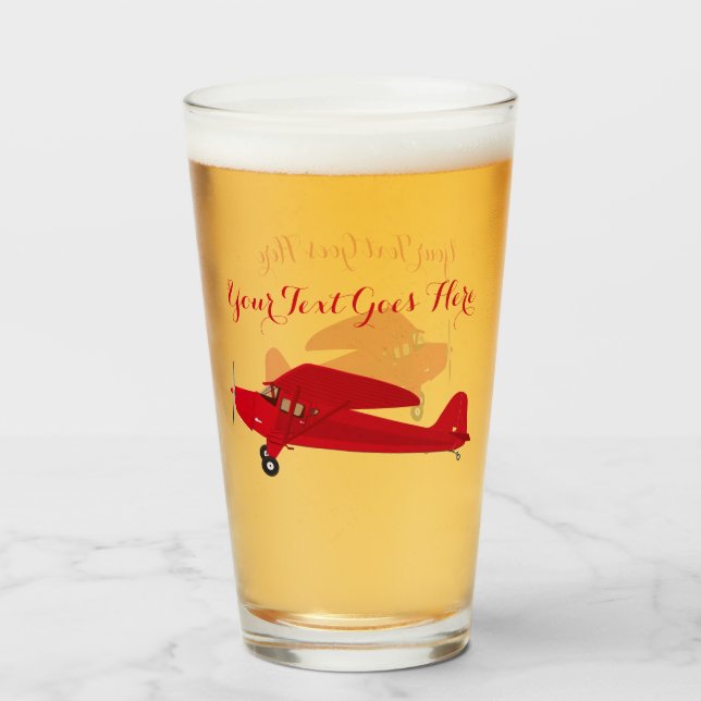 Vintage Airplane Pint Glass Beer Soda Tumbler (Anverso (lleno))