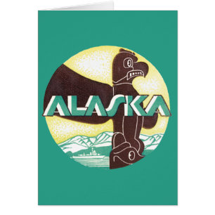 Vintage Alaska Viaje Totem Pole Eagle Bird