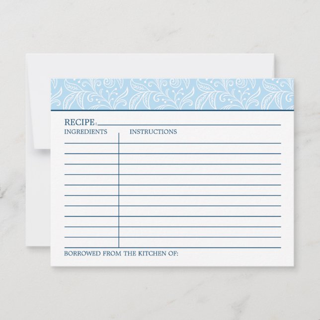 Vintage Algo Blue Bridal Shower Receta (Anverso)