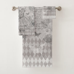 Vintage Alice Wonderland Decoupage Gray