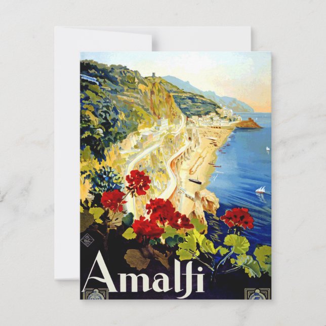 Vintage Amalfi Italy Europe Travel Card (Anverso)