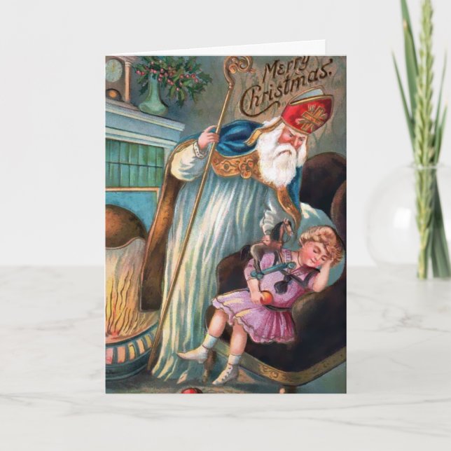 Vintage Angry Santa Navidad Card (Anverso)