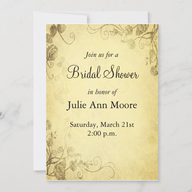 Vintage Antique Look Bridal Shower Invitación (Anverso)