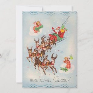 Vintage Aquí viene Santa Claus Navidad