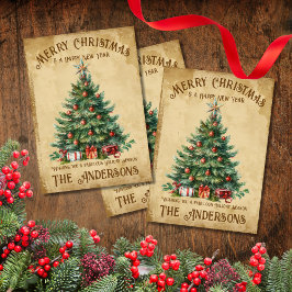 Vintage Árbol de Navidad Deseando fabulosas vacaci