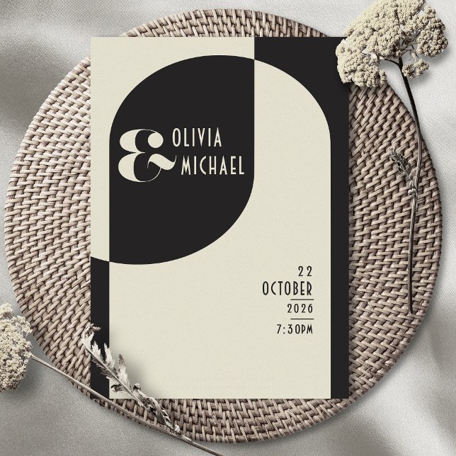 Vintage Art Deco Boda Bone Black Invitación (Subido por el creador)