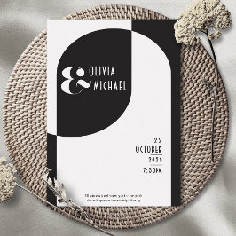 Vintage Art Deco Boda Invitación blanco negro