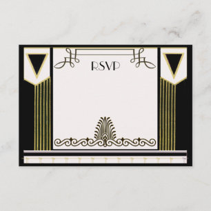 Vintage Art Deco Pareja Matrimonio formal RSVP Per