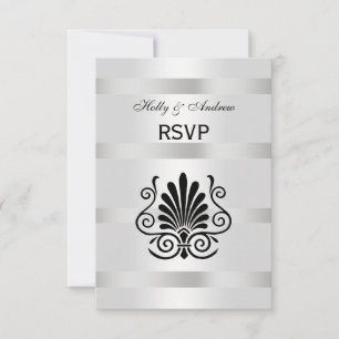 Vintage Art Deco Plume Blk Wht V RSVP